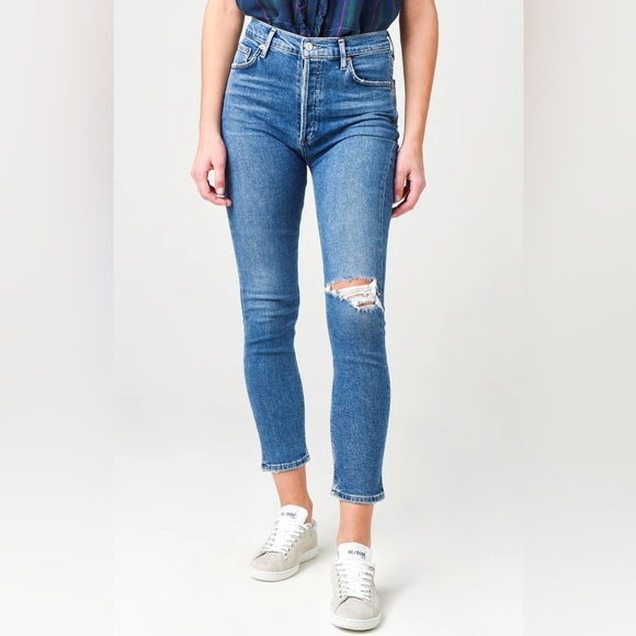 Agolde Women’s Nico High Rise Slim Fit Distressed Jeans Size 25 - Picture 1 of 12